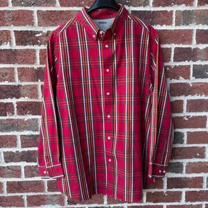 Kingsize Red Plaid Button Down Shirt Mens XL